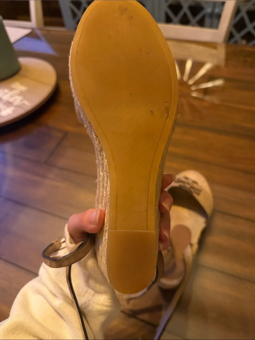 Tory Burch Neutral Beige Espadrille Sandals with Logo Accent